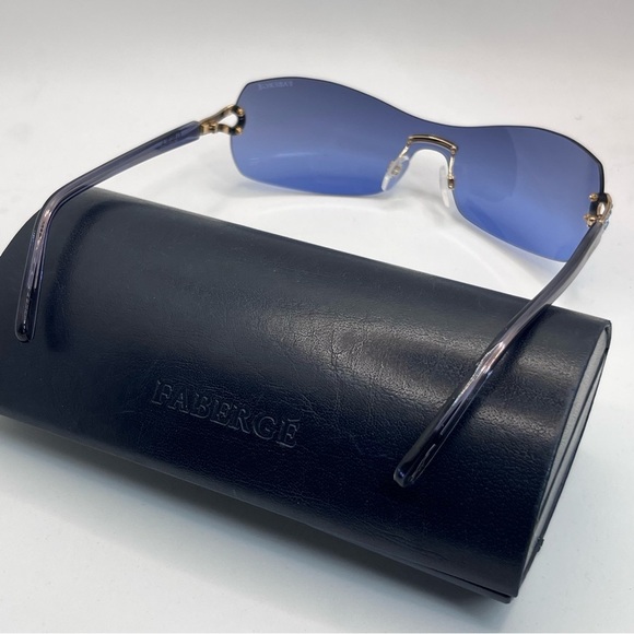 Faberge VTG 23K GP Swarovski Crystal Blue Sunglasses Sunnies EUC main image 9